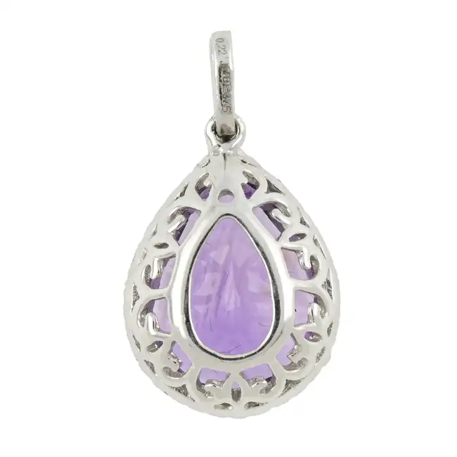 9ct gold amethyst & diamond pendant