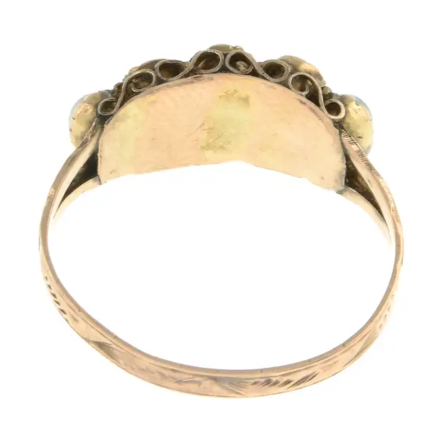 Edwardian 9ct gold opal & colourless gem ring