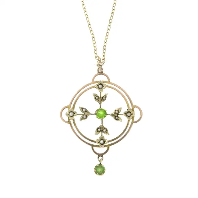 Early 20th seed pearl & gem pendant, with chain