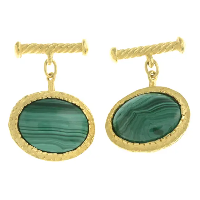 18ct gold malachite cufflinks