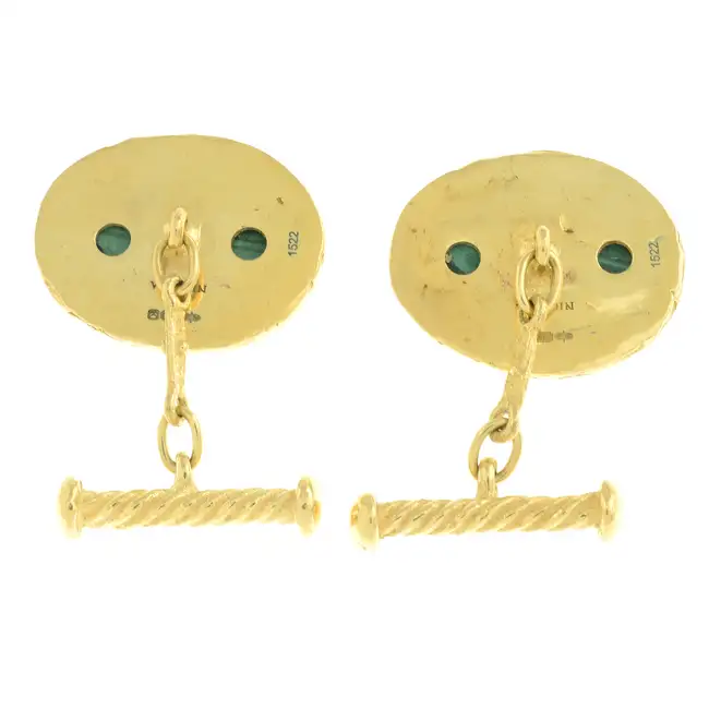 18ct gold malachite cufflinks