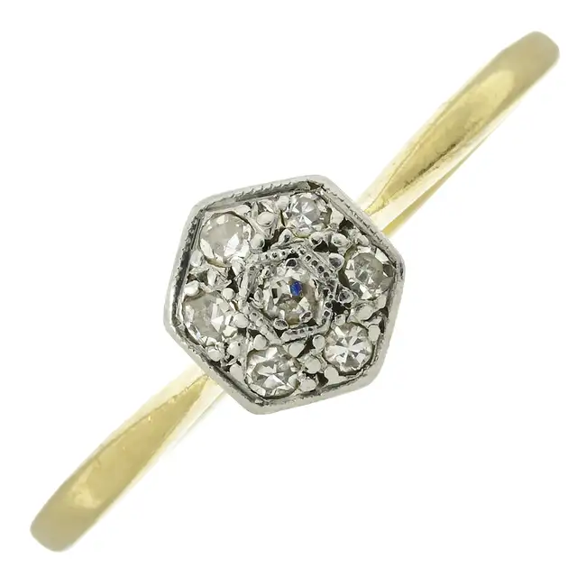 Mid 20th century diamond cluster ring