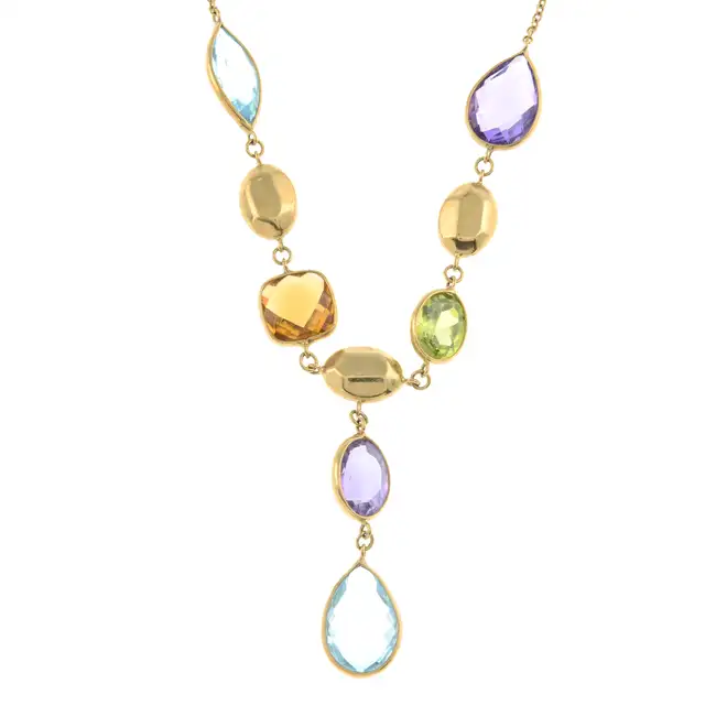 9ct gold gem-set necklace