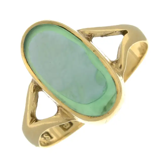 Late 19th century 18ct agate single-stone ring