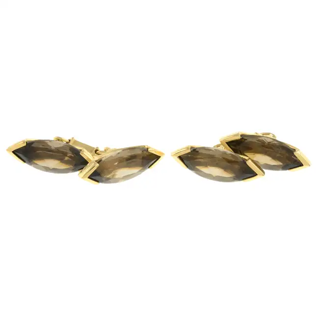 18ct gold smoky quartz cufflinks
