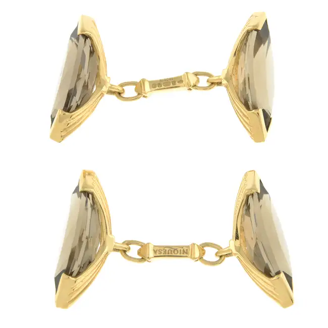 18ct gold smoky quartz cufflinks