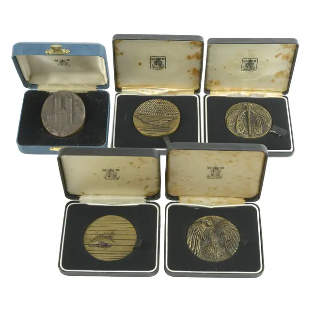 Royal Mint, four bronze art medals; plus a Westminster Abbey medal (5)