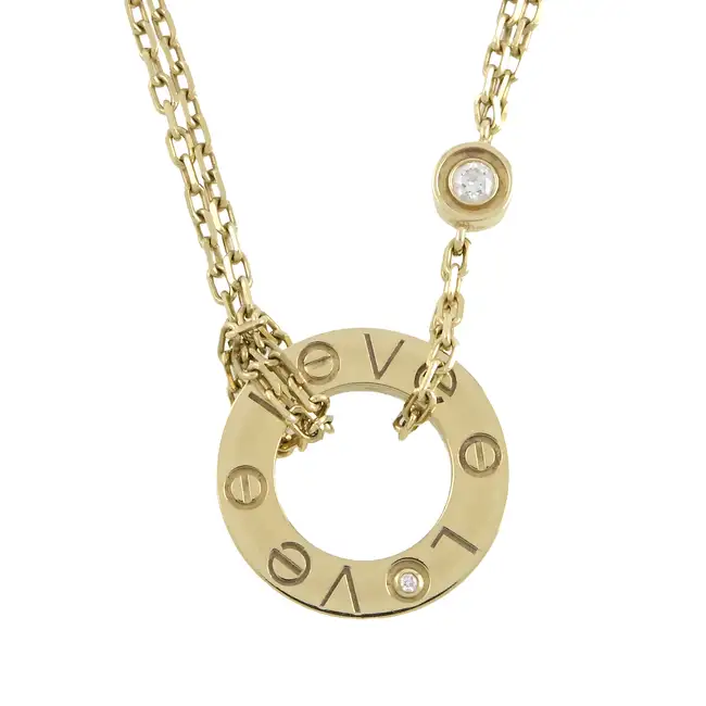 18ct gold two diamond 'Love' necklace, by Cartier