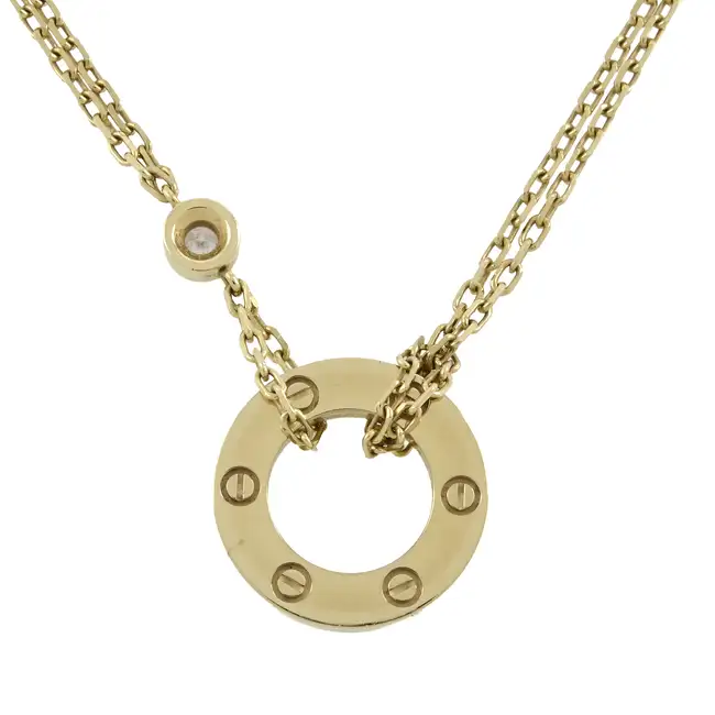 18ct gold two diamond 'Love' necklace, by Cartier