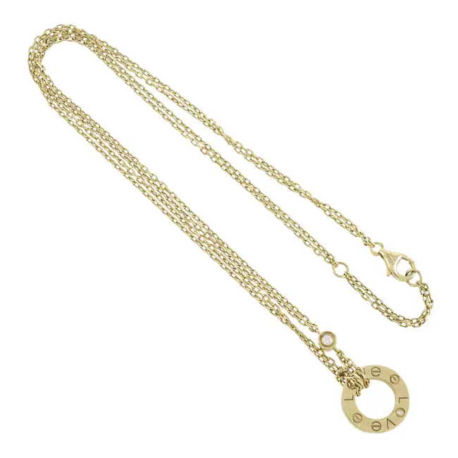 18ct gold two diamond 'Love' necklace, by Cartier