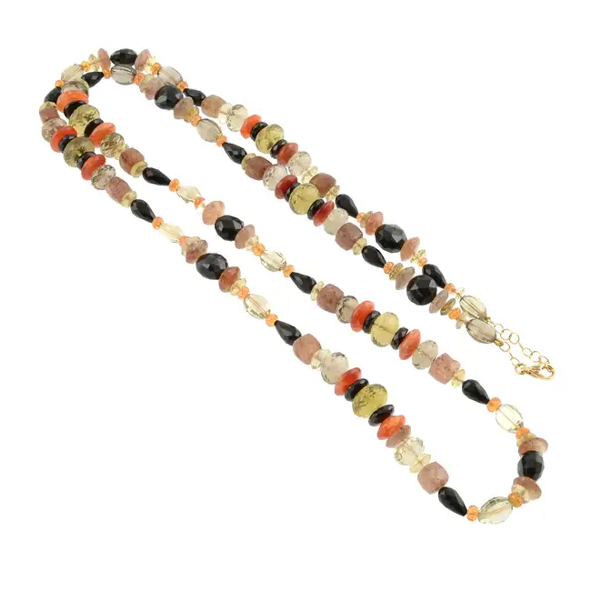 Multi-gem necklace with 18ct gold clasp