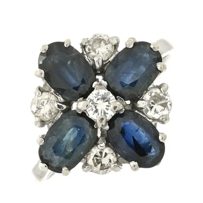 Sapphire & diamond cluster ring