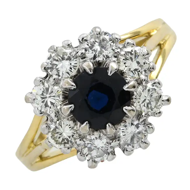 18ct gold sapphire & diamond cluster ring