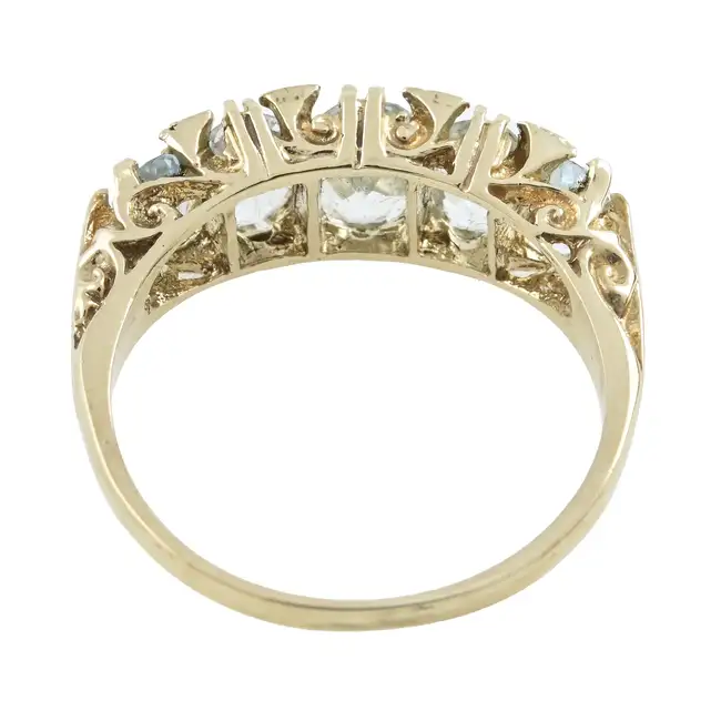 9ct gold aquamarine & diamond dress ring