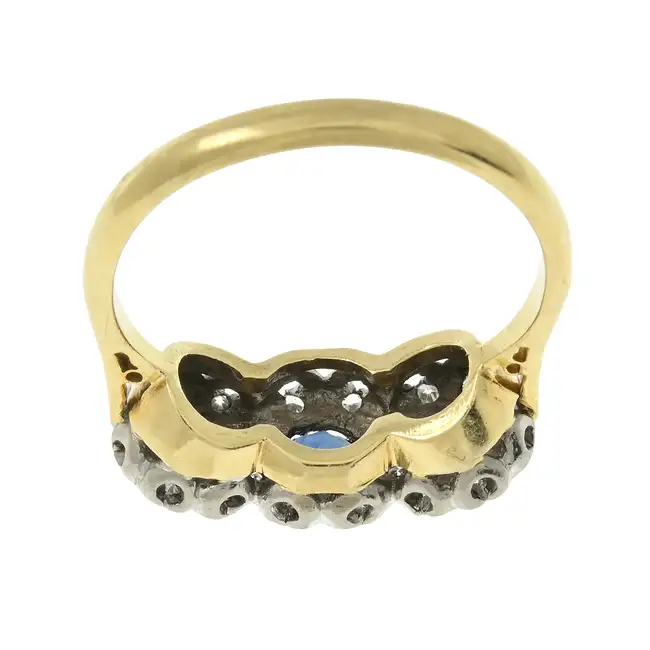 Mid 20th c. 18ct gold sapphire & diamond ring 