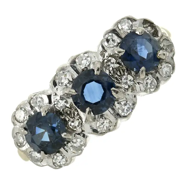 Mid 20th c. 18ct gold sapphire & diamond ring 