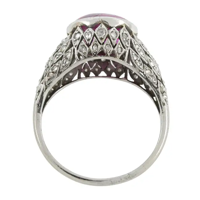 Early to mid 20th century platinum ruby and diamond ring