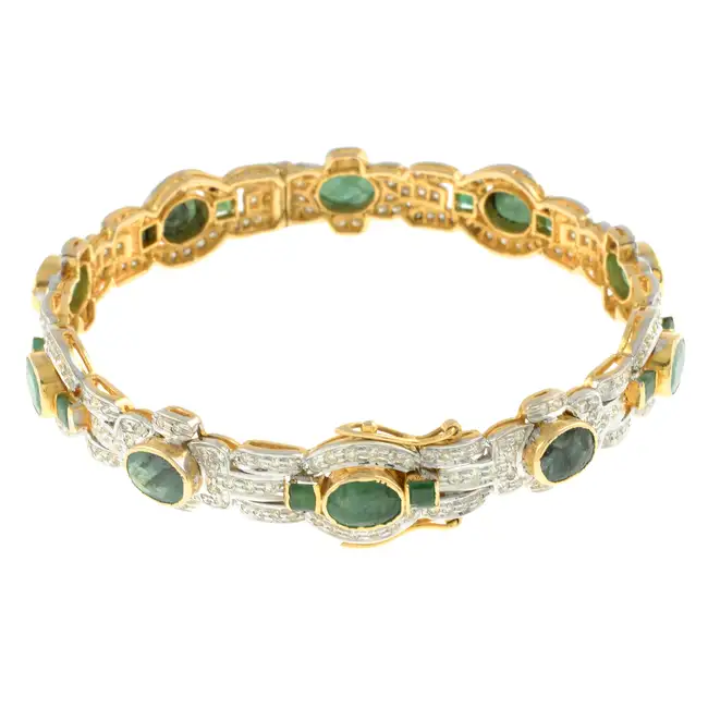 Emerald & diamond hinged bangle 