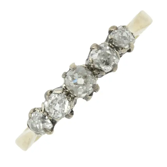 Old-cut diamond five-stone ring