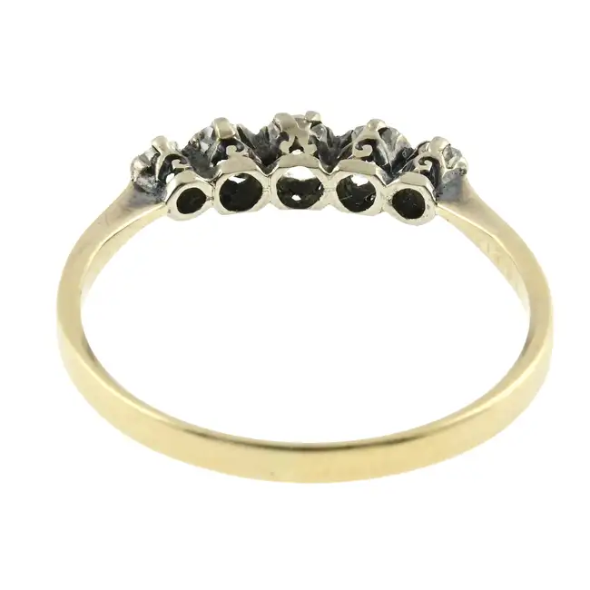 Old-cut diamond five-stone ring