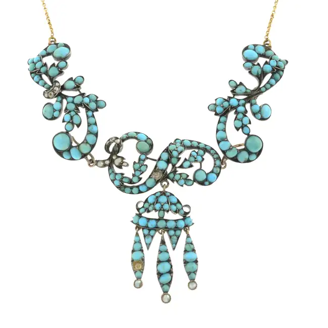 Turquoise & split pearl necklace