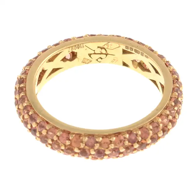 18ct gold orange sapphire band ring 