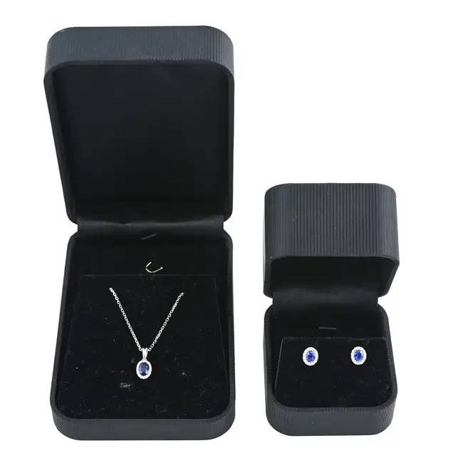 Sapphire & diamond cluster pendant & earrings