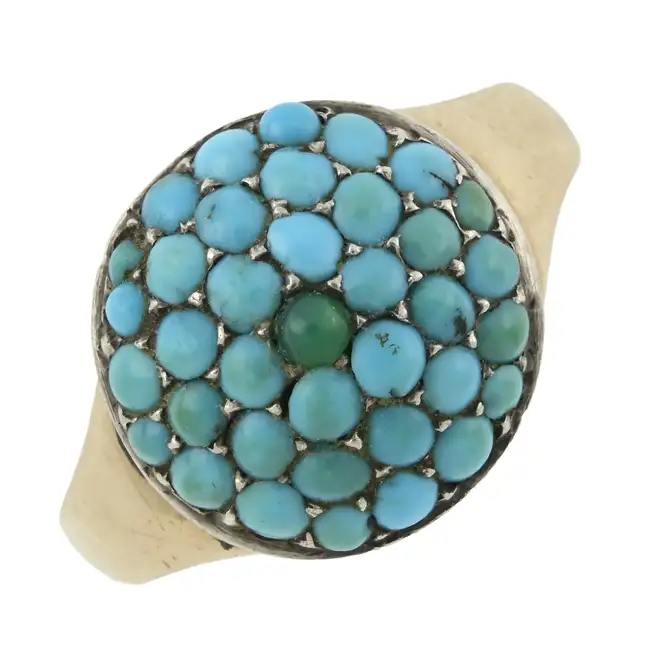 Early 20th century 9ct gold turquoise cluster ring