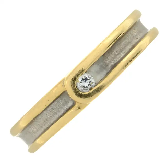 18ct gold diamond bicolour band ring