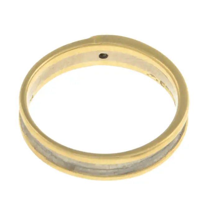 18ct gold diamond bicolour band ring