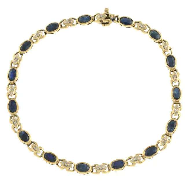 9ct gold sapphire & diamond bracelet 