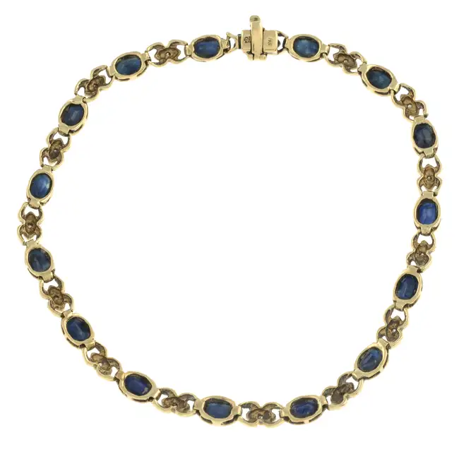 9ct gold sapphire & diamond bracelet 
