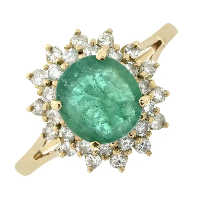 Emerald & diamond cluster ring