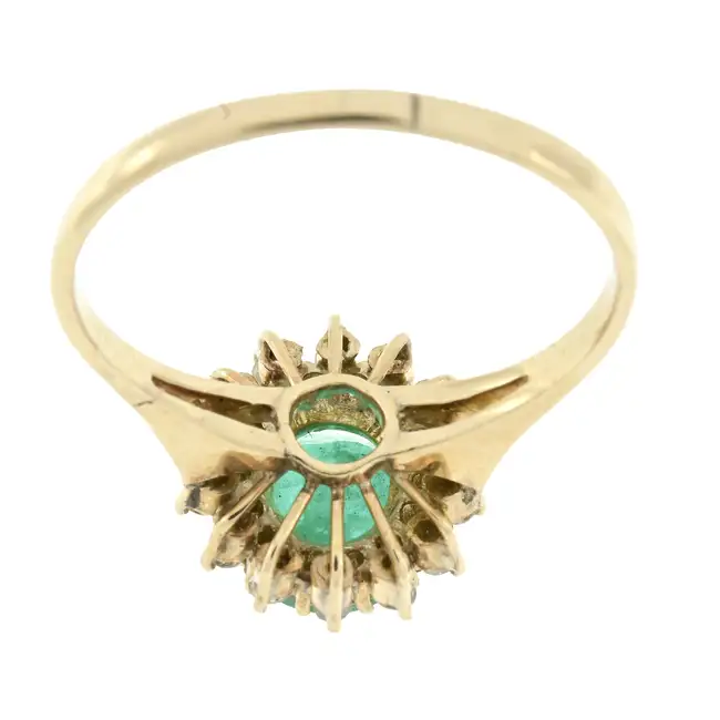 Emerald & diamond cluster ring