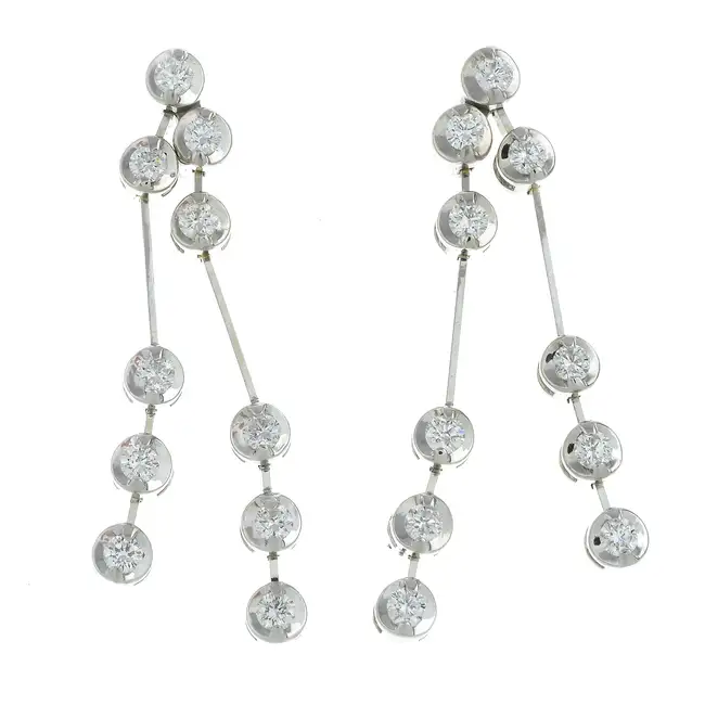 18ct gold diamond articulated drop earrings