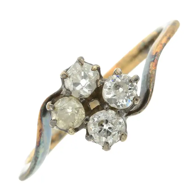 Mid 20th century diamond four-stone ring