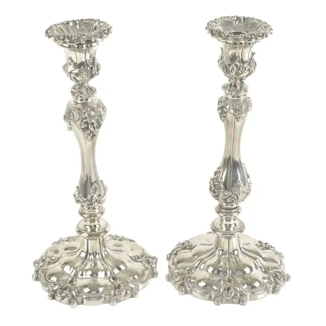 Pair of silver plated candlesticks 