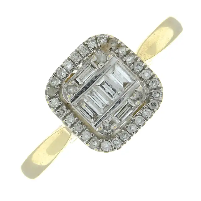 9ct gold diamond cluster dress ring