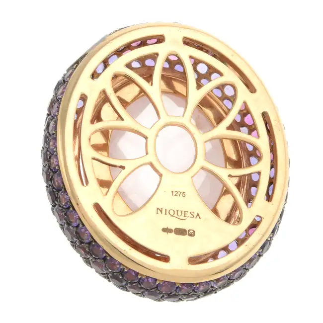 18ct gold diamond & gem cluster pendant
