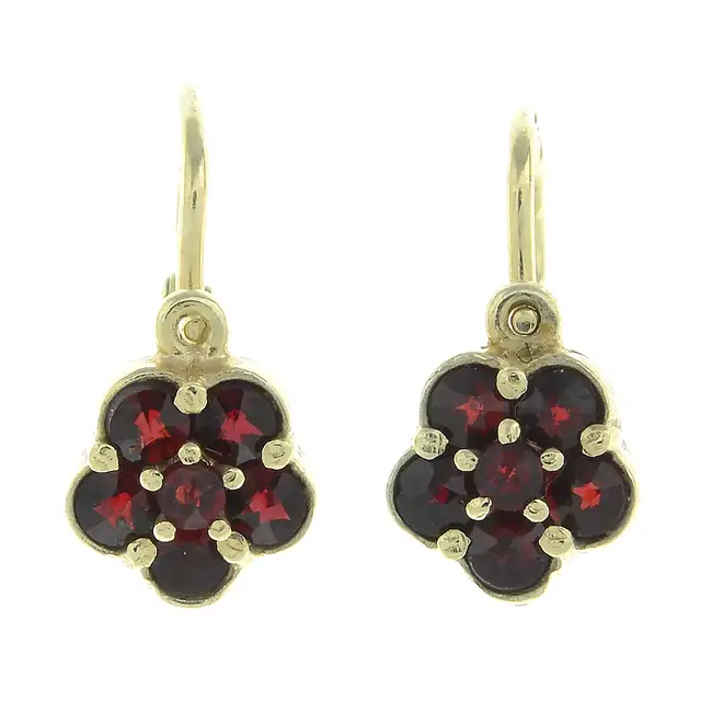 Garnet floral cluster earrings