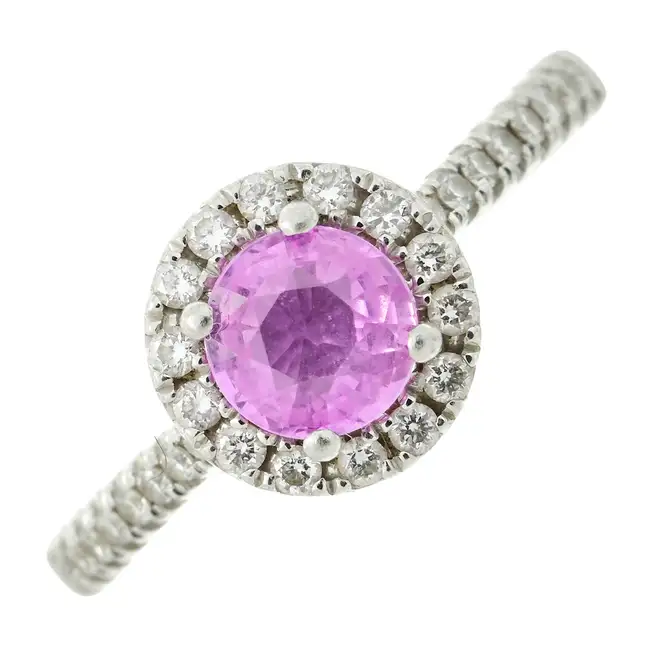 Platinum sapphire & diamond cluster ring