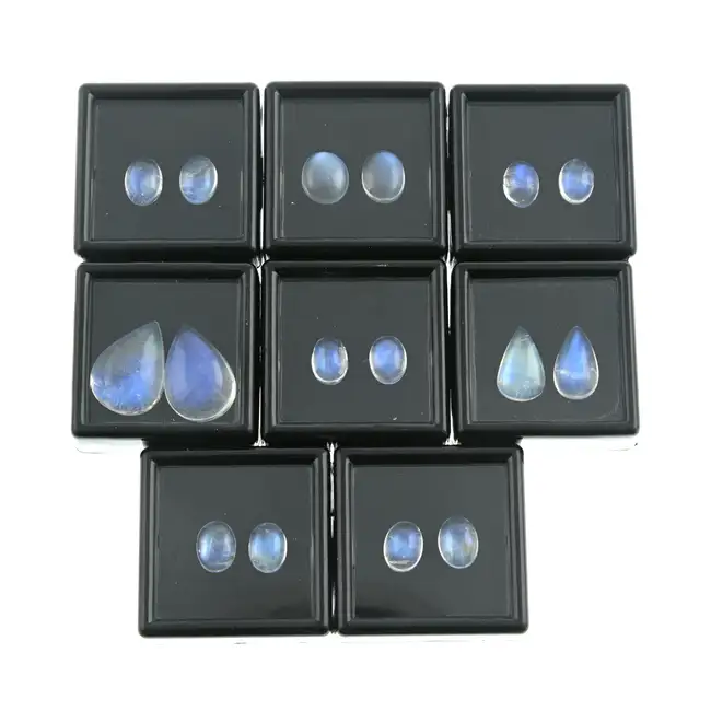 Eight pairs of moonstone cabochons, 38.41ct