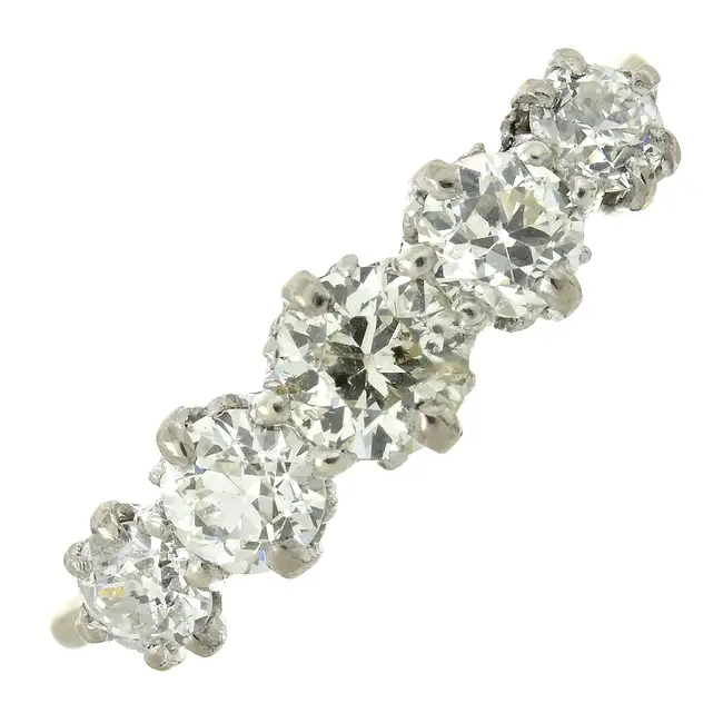 Mid 20th century diamond five-stone ring