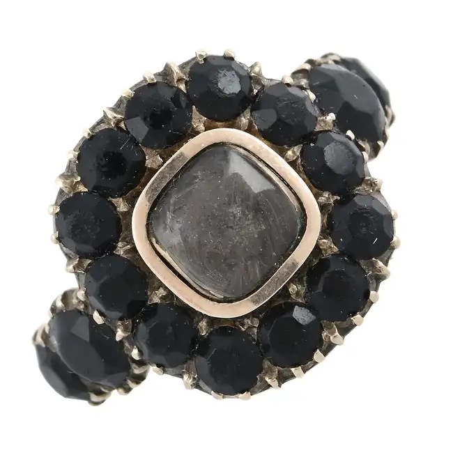 Georgian hairwork paste mourning ring