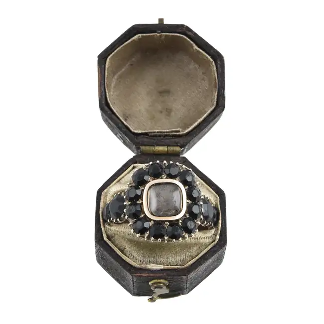 Georgian hairwork paste mourning ring