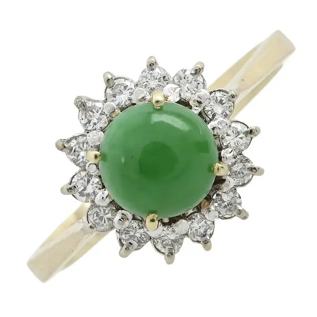 Jade & diamond cluster ring