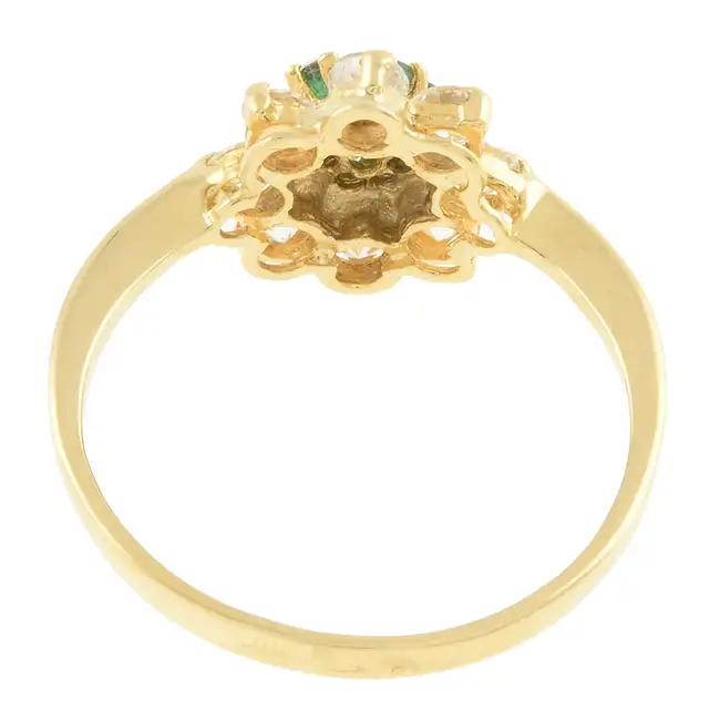18ct gold emerald & cubic zirconia cluster ring