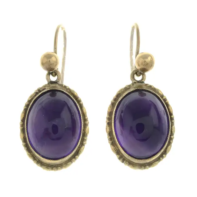 9ct gold amethyst single-stone drop earrings