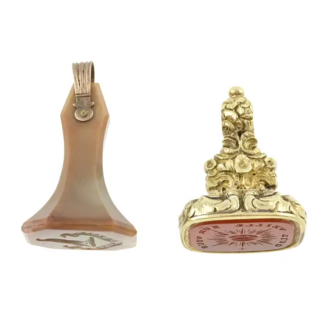Two late 19th century & later gem fobs
