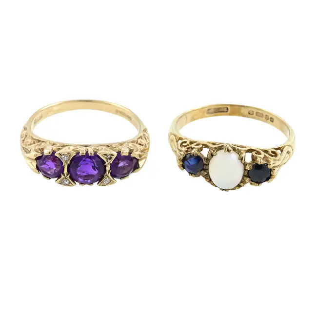 Two 9ct gold gem-set rings